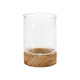 PORTACANDELE VETRO BASE LEGNO ROT MED