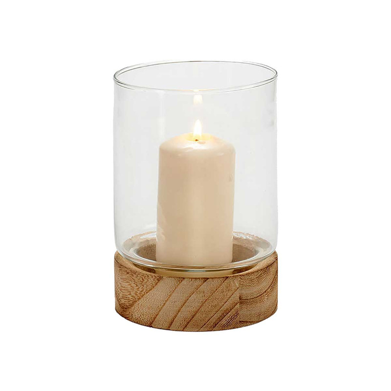 BOUGEOIR VERRE BASE BOIS RED MOY