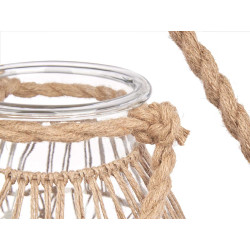 BOUGEOIR EN VERRE AVEC CORDE NATURELLE GRAND