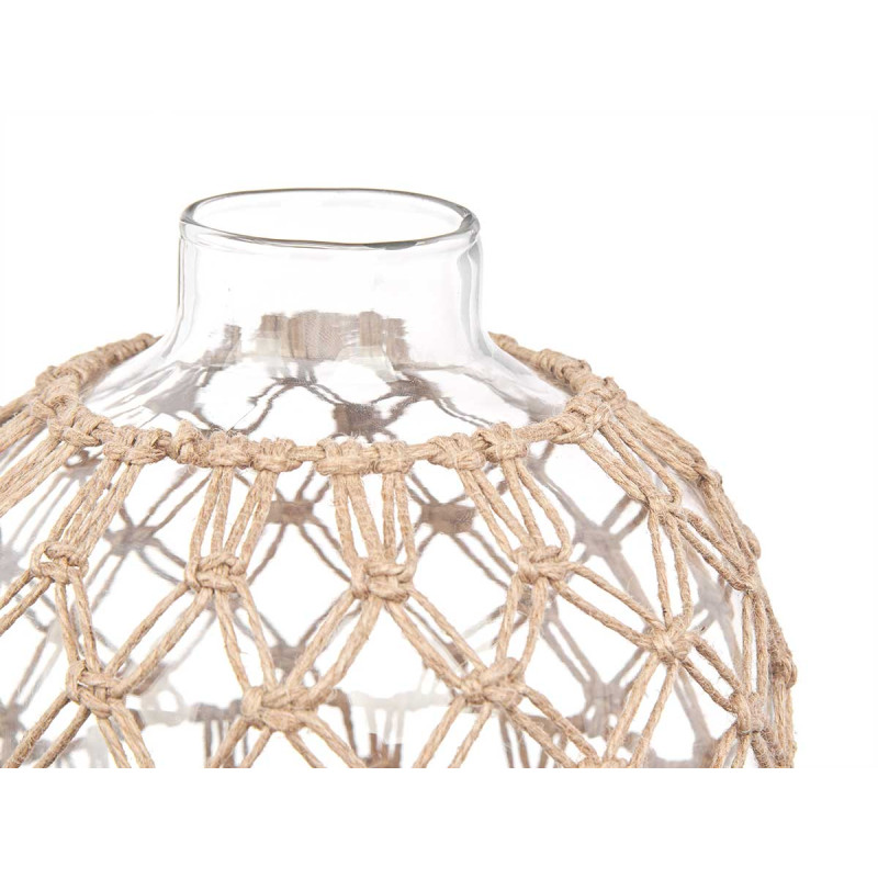 GLASS SPHERE WITH NATURAL ROPE LARGE