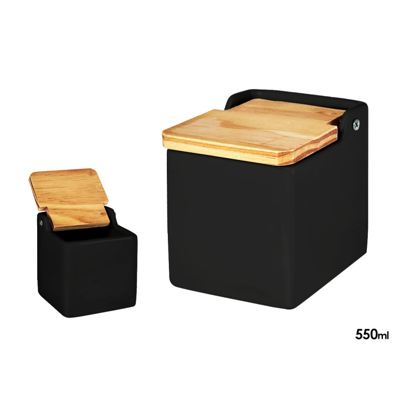 SALERO NEGRO CUADRADO CON TAPA