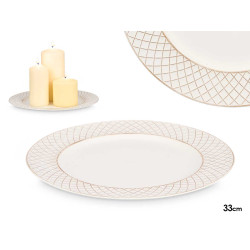 BOUGEOIR LOSANGES BLANC VIEILLI 33CM