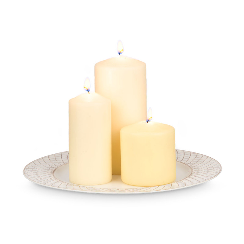 CANDLE HOLDER RHOMBUS WHITE DISTRESSED 33CM