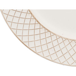 PORTAVELAS ROMBOS BLANCO ENVEJECIDO 33CM