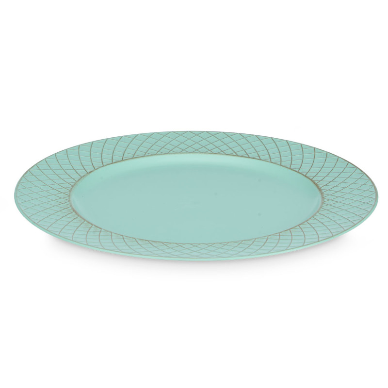 PORTAVELAS ROMBOS VERDE ENVEJECIDO 33CM
