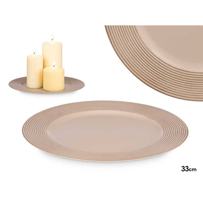 PORTAVELAS CIRCULOS TAUPE ENVEJECIDO 33CM