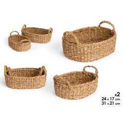 SET 2 CESTOS OVALADOS ASAS 31X21CM
