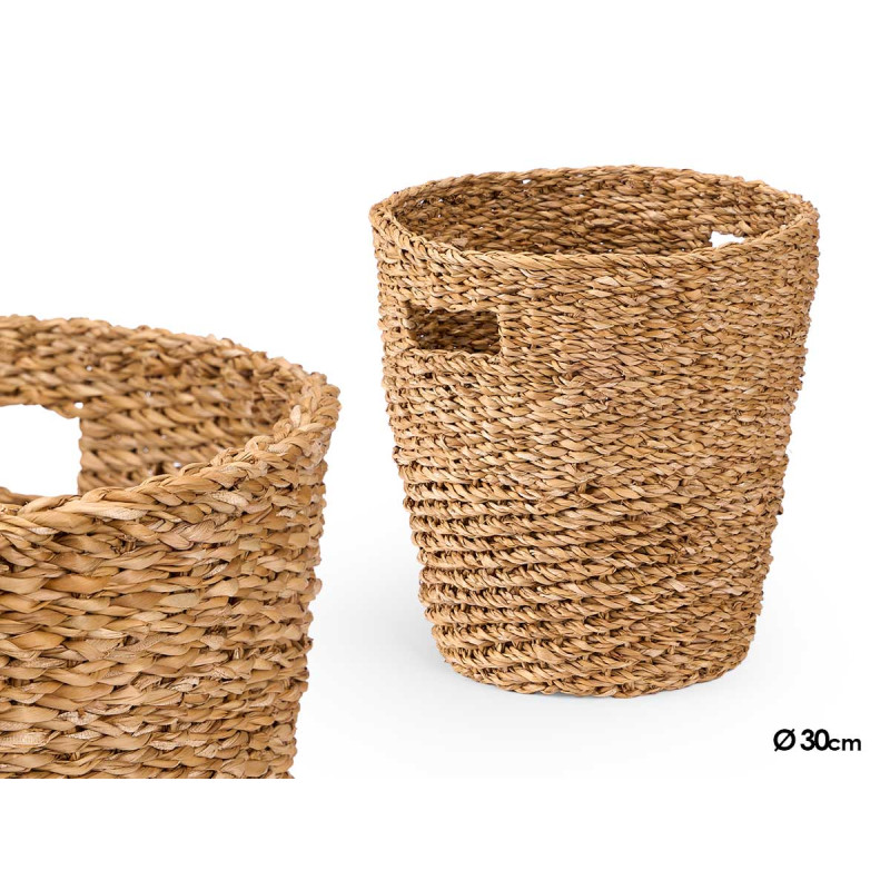 CONIC BASKET WITH HANDLES 30CM DIAM