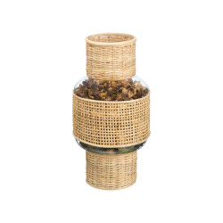 PORTACANDELA FORMA GRD VETRO RATTAN