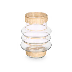 PORTACANDELA CERCHI PICC VETRO RATTAN