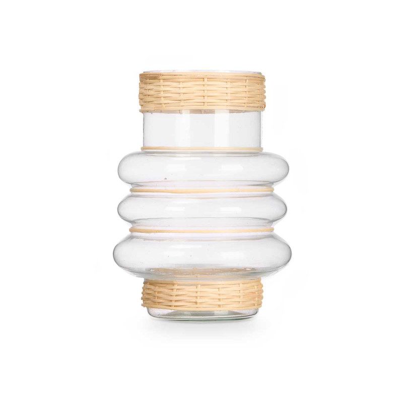 PORTACANDELA CERCHI PICC VETRO RATTAN