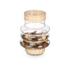 RATTAN SMALL GLASS HOOPS CANDLE HOLDER