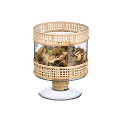 PORTACANDELA CALICE CILINDRICO PICC VETRO RATTAN