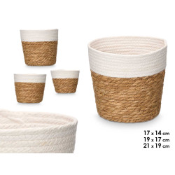 3 SET ROUND BASKETS 19 CM TALL WHITE