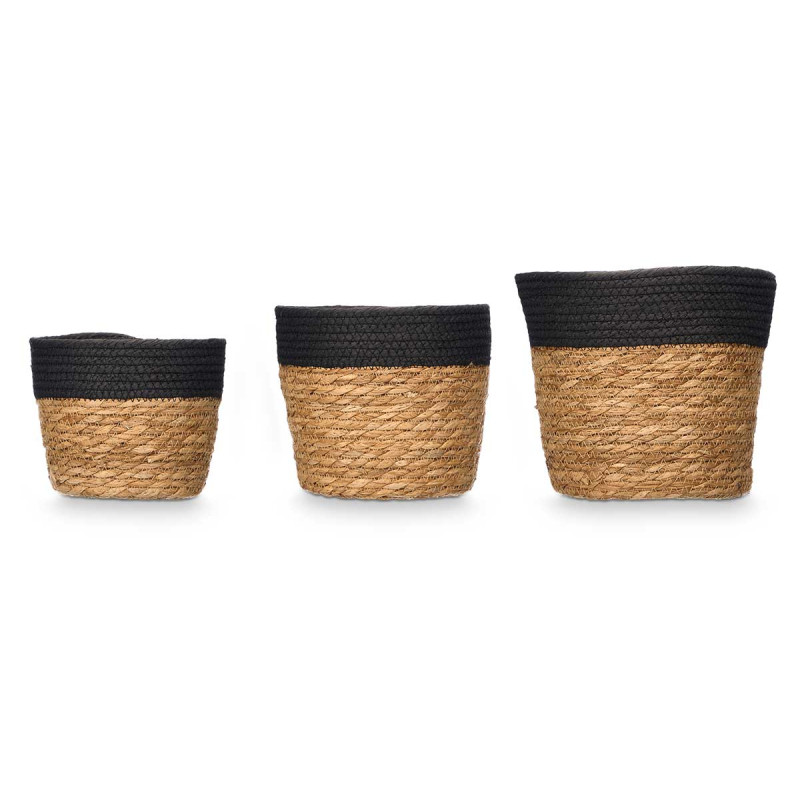 CONJ 3 CESTOS REDONDOS 19CM ALTO PRETO