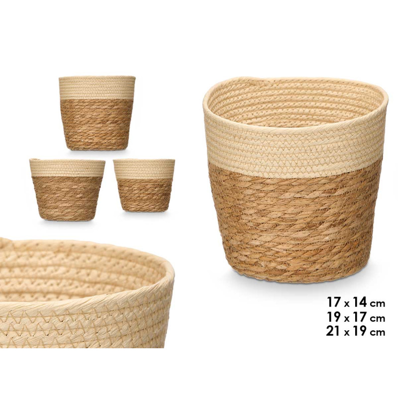 SET 3 PANIERS RONDS 19CM HAUT NATUREL