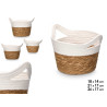 SET 3 CESTOS REDONDOS ASAS 16CM ALTO BLANCO