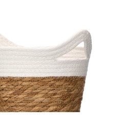 3 SET ROUND BASKETS HANDLES 16 CM TALL WHITE