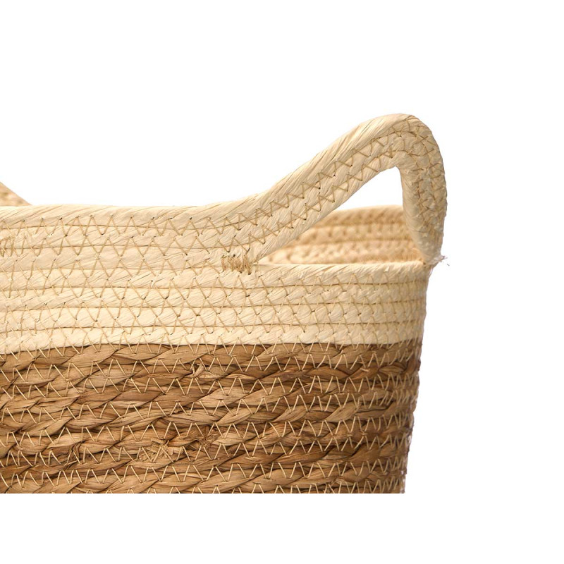 SET3 PANIERS RONDS AVEC POIGNÉES 16CM HAUT NATUREL