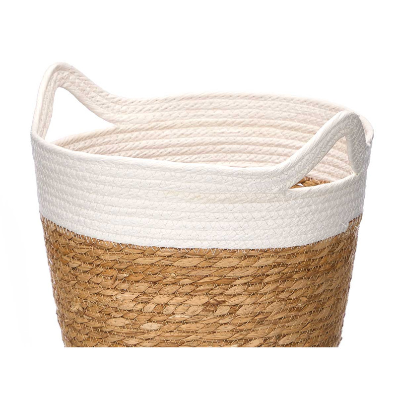 3 SET ROUND BASKETS HANDLES 29 CM ALTO WHITE