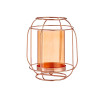 AMBER GLASS COPPER METAL CANDLE BASE 