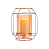 BASE VELA VIDRO ÂMBAR AMBAR METAL COBRE 