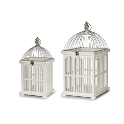 SET 2 JAULAS MADERA BLANCA CUADRADA