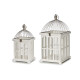 SET 2 SQUARE WHITE WOOD CAGES