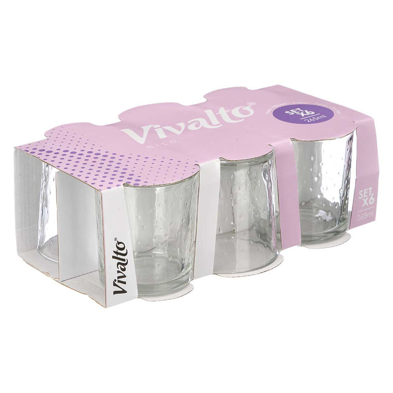 SET 6 VERRES 265ML POINTS NILO