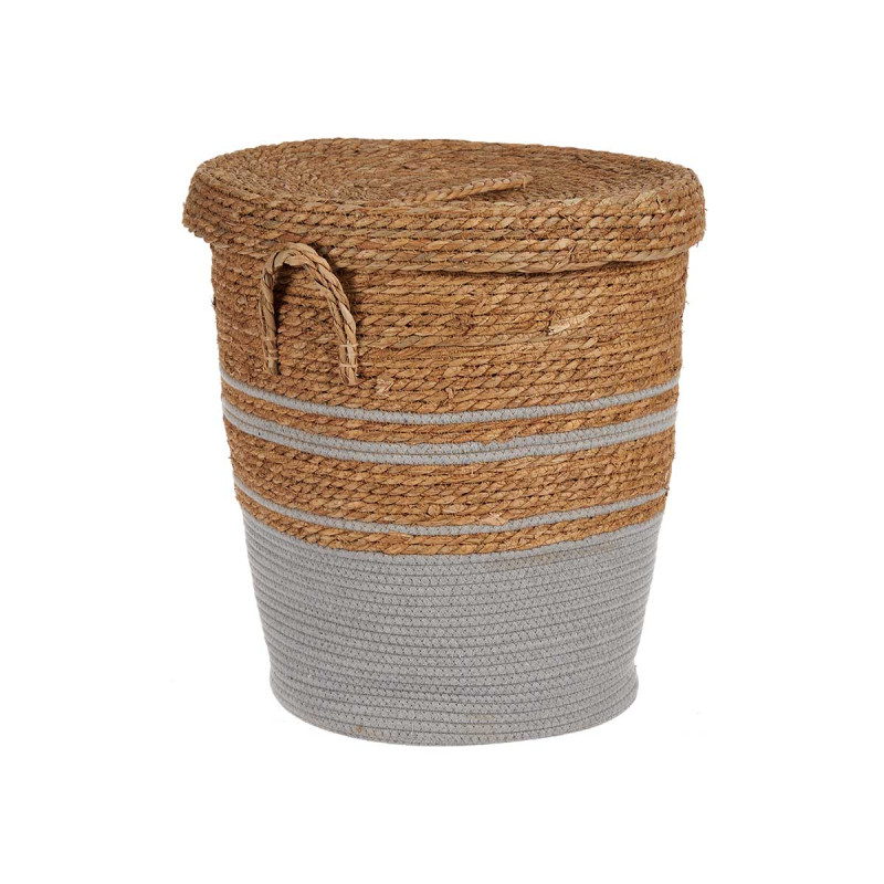 BIG GREY SEAGRASS BASKET WITH COVER