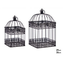 SET 2 JAULAS METAL CUADRADAS NEGRO