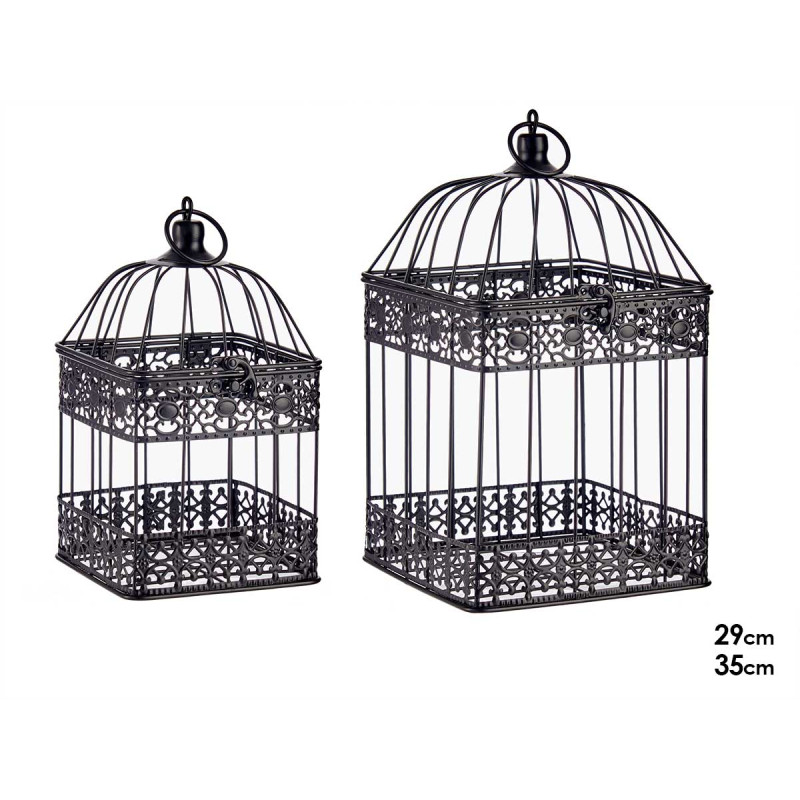 SET DEUX CAGES METAL CARRES NOIR