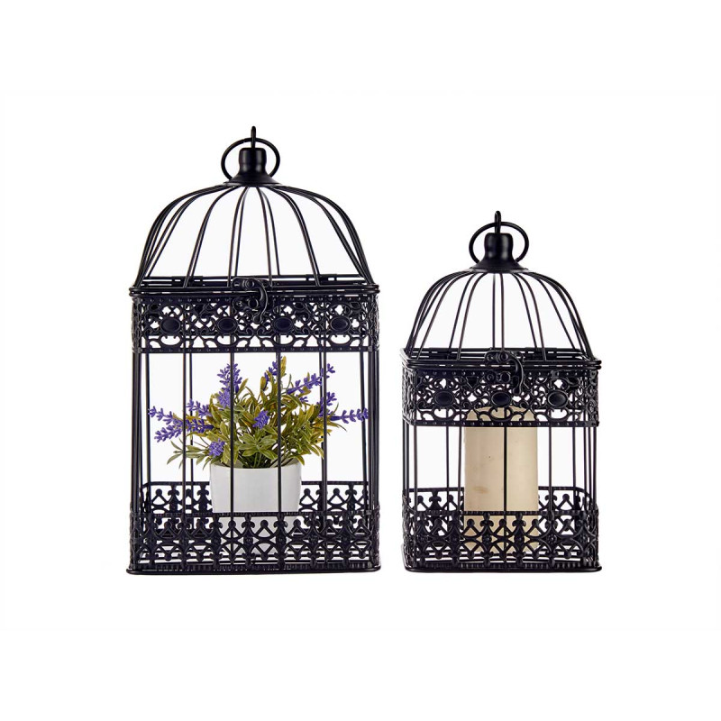 SET DEUX CAGES METAL CARRES NOIR