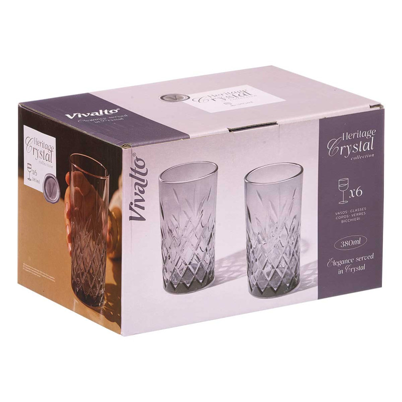 VERRE DÉCOUPÉ 380ML FUMÉ