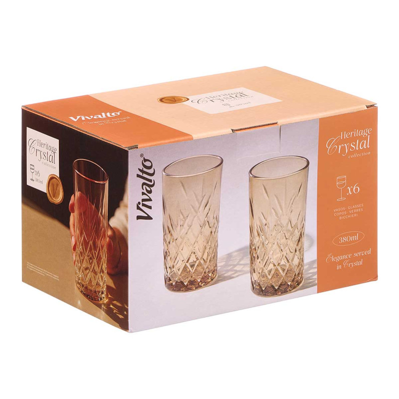 380ML AMBER DIE-CUT GLASS
