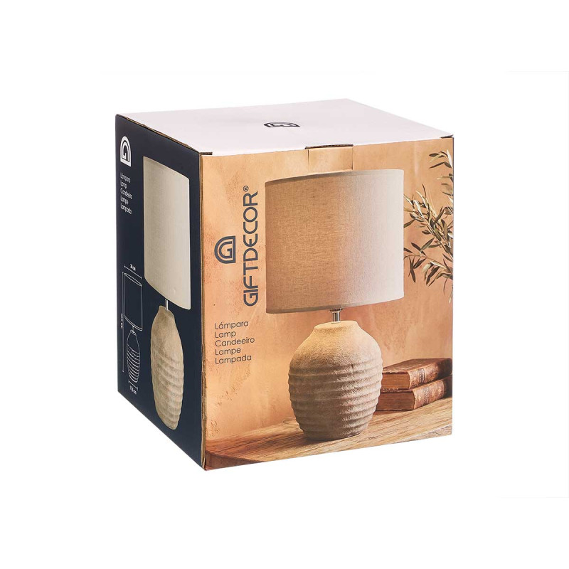 LAMPE VIEILLIE RONDE À RAYURES HORIZ 44CM