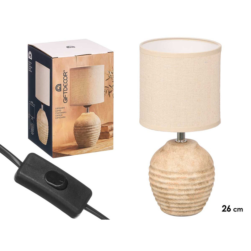 LAMPADA ENVELHECIDA REDONDA RISCAS HORIZ 28CM