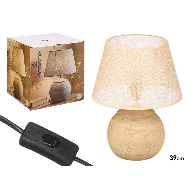 LAMPE RAYURES TERRE 39CM