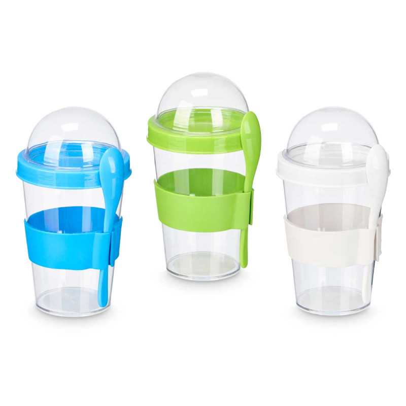 BICCHIERE CUCCHIAIO COPERCHIO 400ML ASS