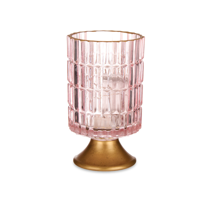 LANTERNE LED PIED METAL ROSE