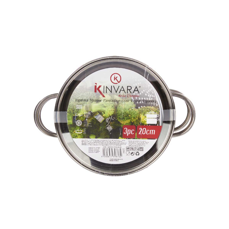 STEAMER 2 PIECES GLASS LID 20 CM