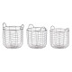 SET 3 CESTOS METALICOS REDONDOS PLATEADO CON ASAS