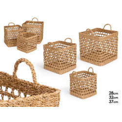 SET 3 CESTOS CUADRADOS CALADOS 37X37CM