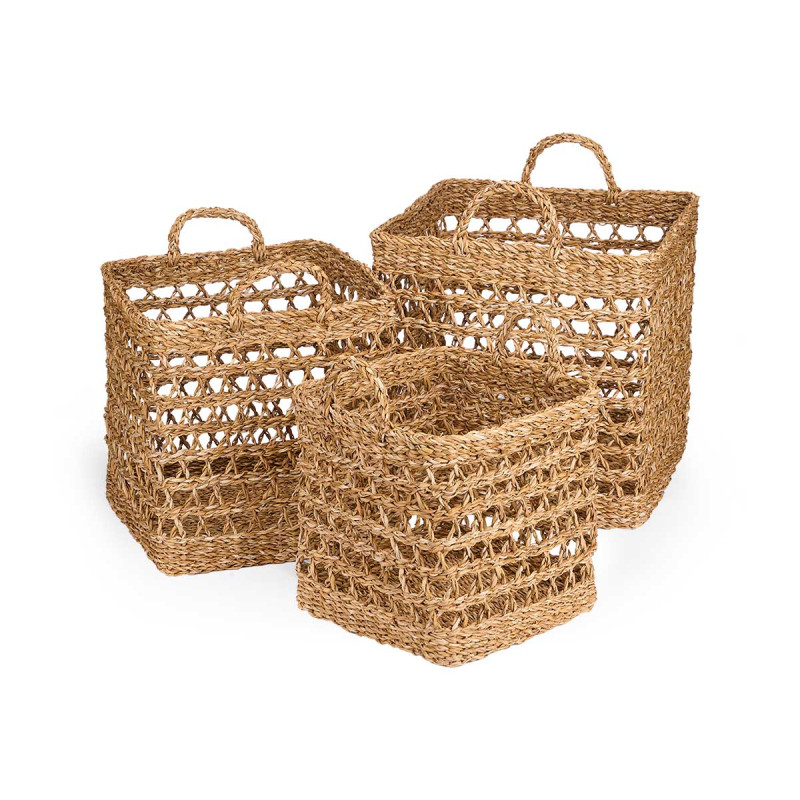 SET 3 CESTI QUADRATI TRAFORATI 37X37CM