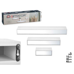 TRE MENSOLE SPECCHIO 15 30 45 CM BIANCO