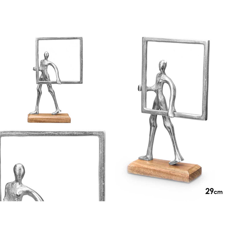 SILVER FRAME MAN DECORATION STAND