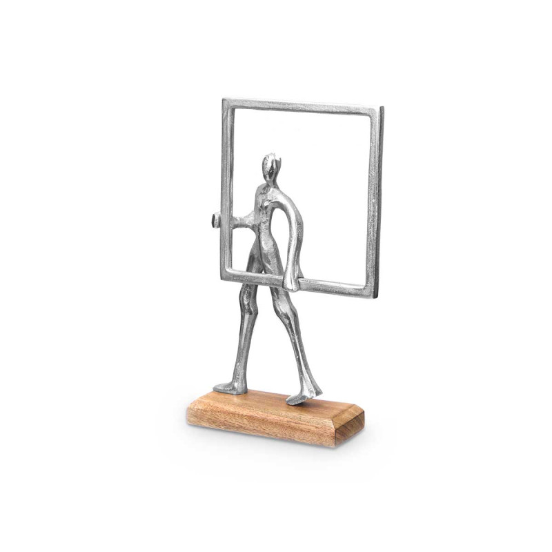 SOPORTE DECORACION HOMBRE MARCO PLATEADO