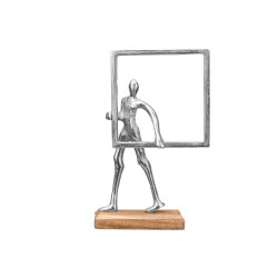 SILVER FRAME MAN DECORATION STAND