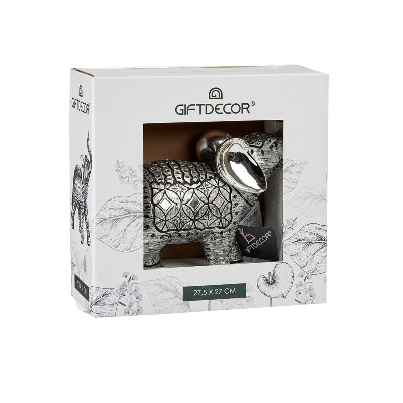 ELEFANTE RESINA GRANDE ARGENTO