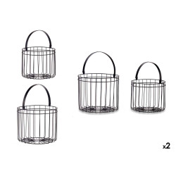 SET 2 BLACK CYLINDRICAL BASKETS